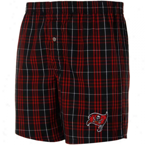 Reebok Tampa Bay Buccaneers Red-black Plaid Match-up Flannel Boxer Shorts