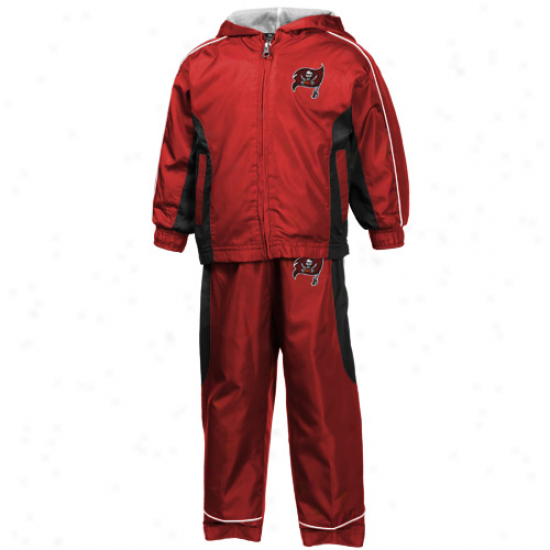 Reebok Tampa Bay Buccaneers Toddler Red Full Zip Hoody Wind Jacket & Pamts Set