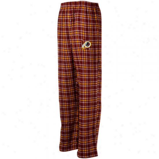 Reebok Washington Redskisn Burgundy-gold Plaid March-up Flannel Pajama Pants