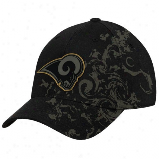 Saint Louis Rams Hat : Reebok Saint Louis Rams Black Tattoo Swirl Structured Flex Fit Hat