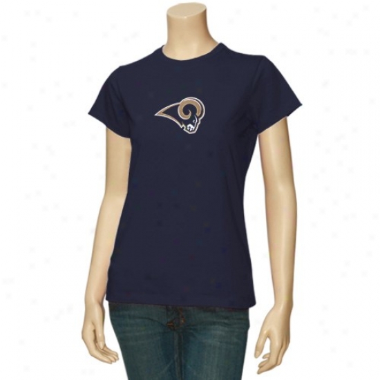 Saint Louis Rams Tshirt : Reebok Saimt Louis Rams Ladies Navy Blue Logo Premier Tshirt
