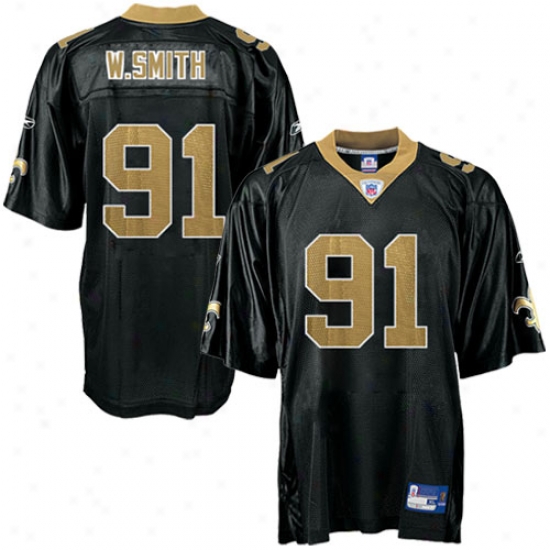 Saints Jersey : Reebok Nfl Equipment Saints #91 Will Smith Mourning Replica Football Jersey