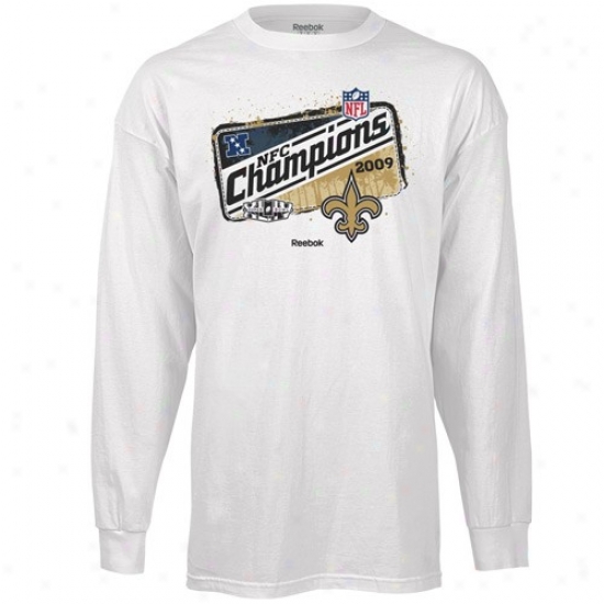 Saints Shirt : Saints White 2009 Nfc Champions Locker Room Long Sleeve Shirt