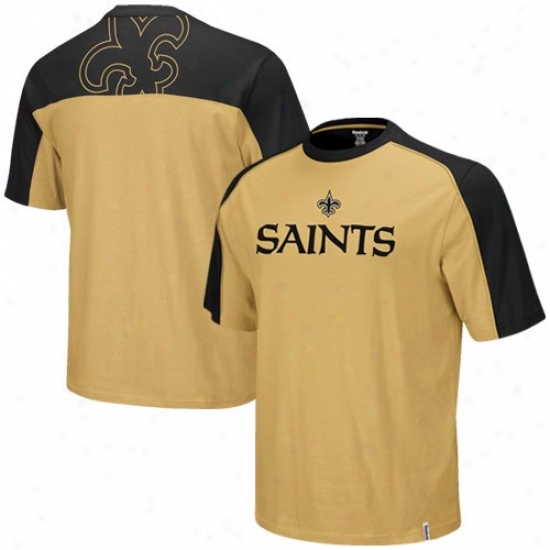 Saints Tees : Reebok Saints Gold-black Draft Pick Tees