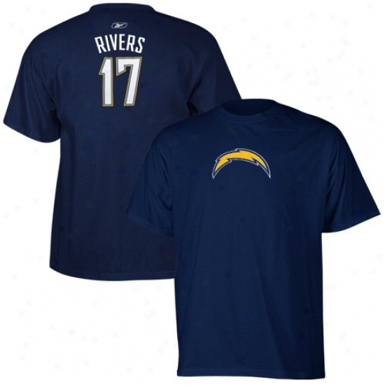 San Diego Charger Apparel: Reebok San Diego Charger #17 Phillip Rivers Ladies Navy Blue Net Player T-shirt