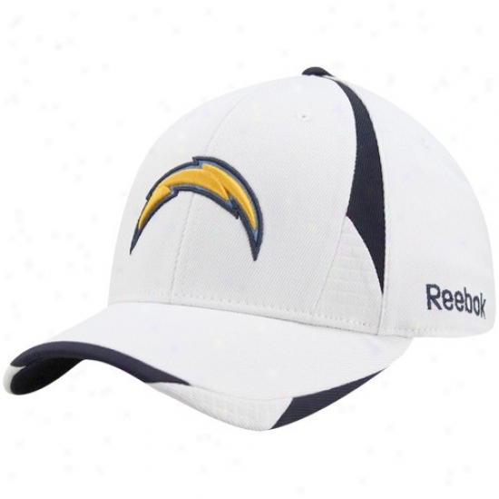 San Diego Charger Gear: Reebok San Diego Charger White Pro Shape Structured Flex Fiy Hat
