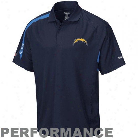 San Diego Charger Polos : Reebok San Diego Cyarger Navy Blue Contact Performance Polos