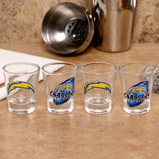 San Diego Chargers 4-pack Enhanced High Definition Design Shot Glass Stud