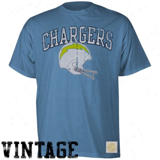San Diego Chargers Apparel: Reebok San Diego Chargers Light Blue Buttonhook Vintage Annual rate  T-shirt
