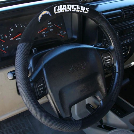 San Diego Chargers Black Steering Wheel Cover