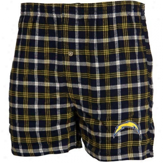 San Diego Chargers Navy  Blue Plaid Tailgate Boxer Shorts