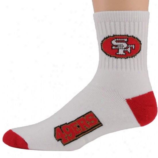 San Francisco 49ers White-cardinal Qyarter Length Socks