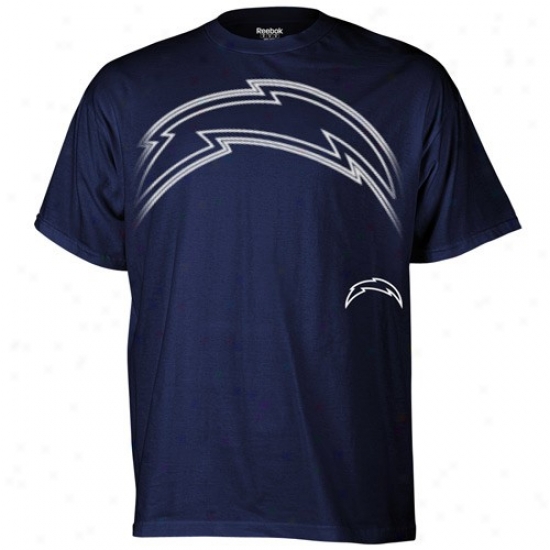 Sandiego Chargers Attire: Reebok Sandiego Chargers Navy Blue Huge Logo T-shirt