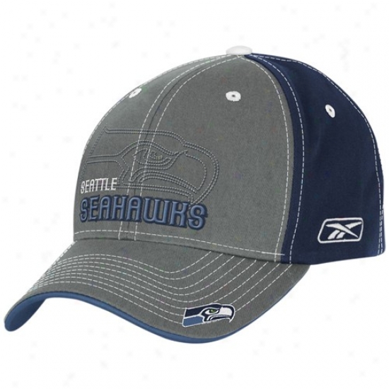 Sea Hawks Merchandise: Reebok Sea Hawks Grey Shadow Logo Struftured Hat