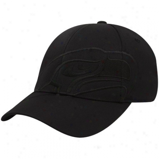 Seahawks Hat : Reebok Seahawks Black Tonal Structured Flex Fit Hat
