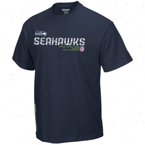 Seahawks Shirts : Reebok Seahawks Navy Melancholy Sideline Tacon Shirts