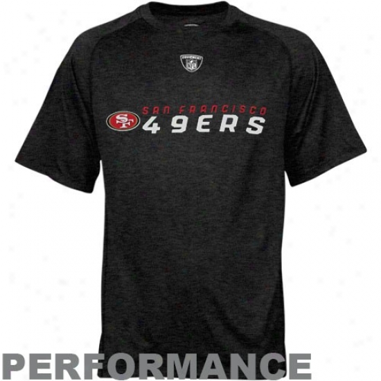 Sf 49ers Shirt : Reebok Nfl Equipment Sf 49ers Black Sideline Speedwick Performance Heathered Shirt