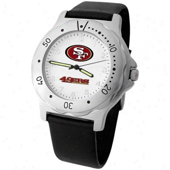 Sf 49ers Watch : Sf 49ers Men's Black Leather Team Player Watch