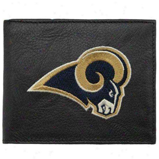 St. Louia Rams Black Embroidered Billfold Wallet