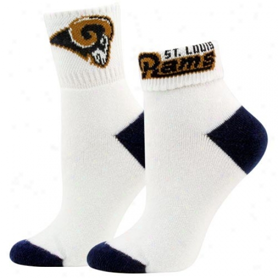 St. Luois Rams Ladies White-navy Blue Roll Socks