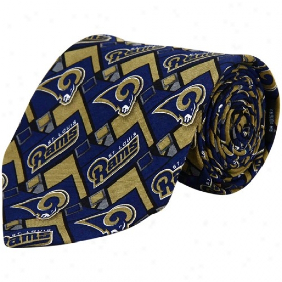 St. Louis Rams Navy Blue-gold Block Pattern Tie
