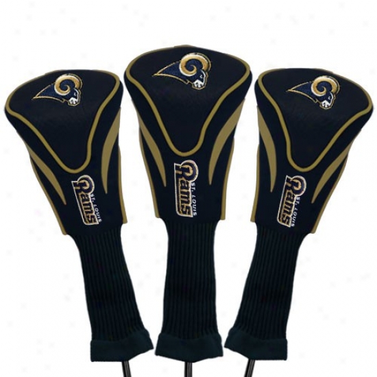 St. Louis Rams Navy Blue-gold Three-pack Contor Fit Golf Club Headcovers