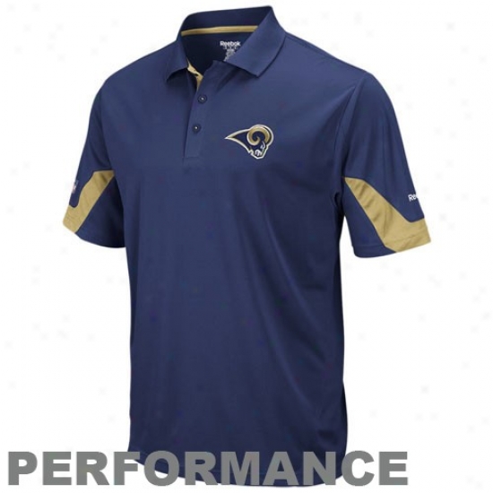 St. Louis Rams Polos : Reebpk St. Louis Rams Navy Blue-gold Sideline Team Playing Poos