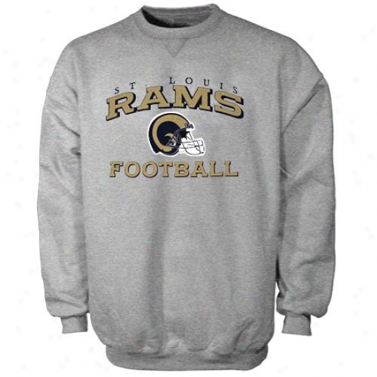 St Louis Rams Sweat Shirt : Reebok St Louis Rams Ash Stacked Helmet Crew Neck Sweat Shirt