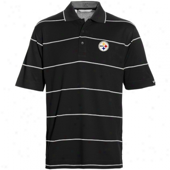 Steelers Clothes: Cutter & Buck Steelera Black Precedent Polo