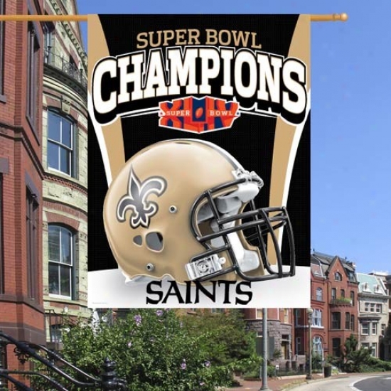 "super Bowl Merchandise Flags : Neww Orleans Saints Sjper Bowl Xliv Champions Black 27"" X 37"" Vertical Flags Flags"