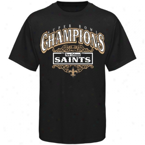 Super Bowl Merchandise Shirtss : New Orleans Saints Black Super Bowl Xliv Champions Rue Saints Shirts