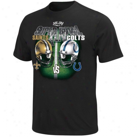 Super Bowl Merchnadise Shirts : New Orleans Saints Vs. Indianapois Colts Super Bowl Xliv Bound Black Champion Challenge Dueling Shirts