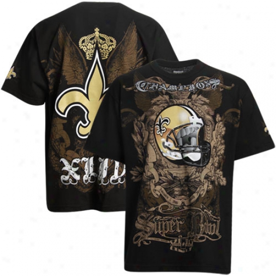 Super Bowl Merchandise Shirts : Reebok New Orleans Saints Black Super Bowl Xliv Champions Ultimate Champions Shirts