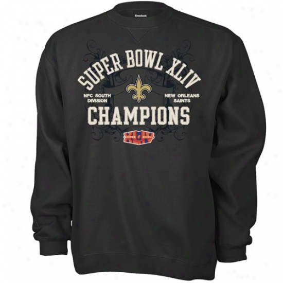 Super Bowl Merchandise Sweat Shirt : Reebok New Orleans Saints Black Super Bowl Xliv Champions Supet Combo Crew Sweat Shirt