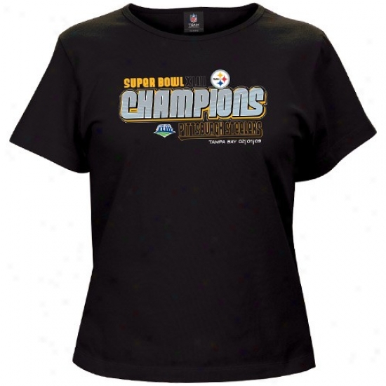 Super Bowl Commodities Tees : Pigtsburgh Steelers Ladies Black Shper Bowl Xliii Champions Conquest Diva Tees