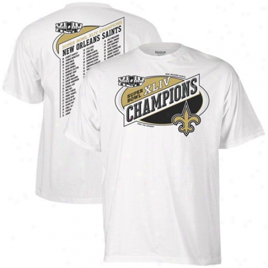 Super Bowl Merchandise Tshirt : Reebok New Orleans Saints Youth White Super Bowl Xliv Champions Shiny Oval Rotser Tshirt