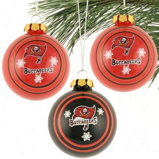 Tampa Bay Buccaneers 3 Collection Glass Ball Ornaments