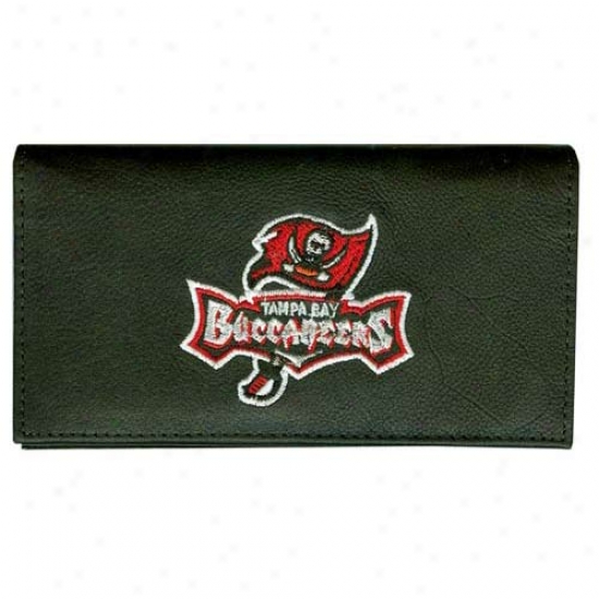 Tampa Bay Buccaneers Black Leather Checkbook Cover