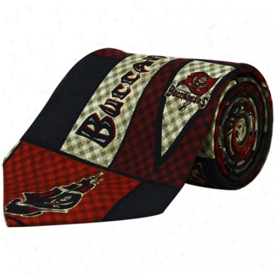 Tampa Bay Buccaneers Black-pewter-red Plaid Tie