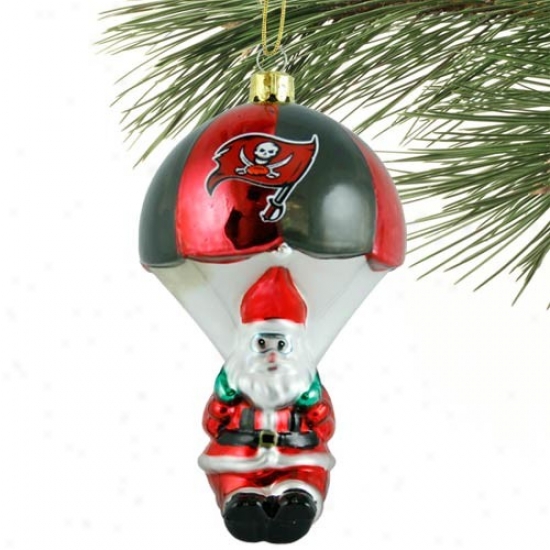 Tampa Bay Buccaneers Parachute Santa Claus Blown Glass Odjament