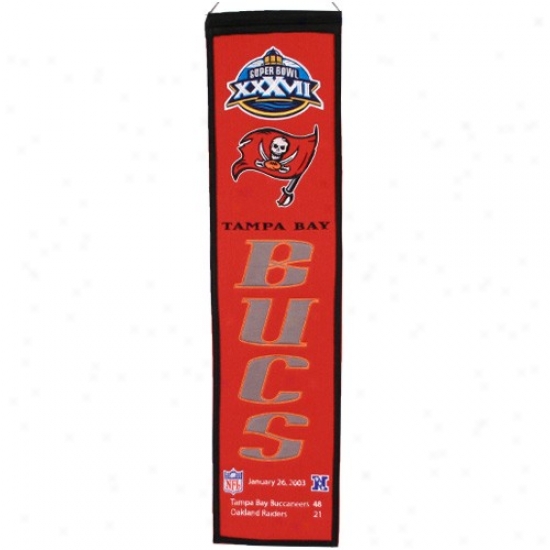 Tampa Bay Buccaneers Super Bowl Xxxvii Champions Red Heritage Banner
