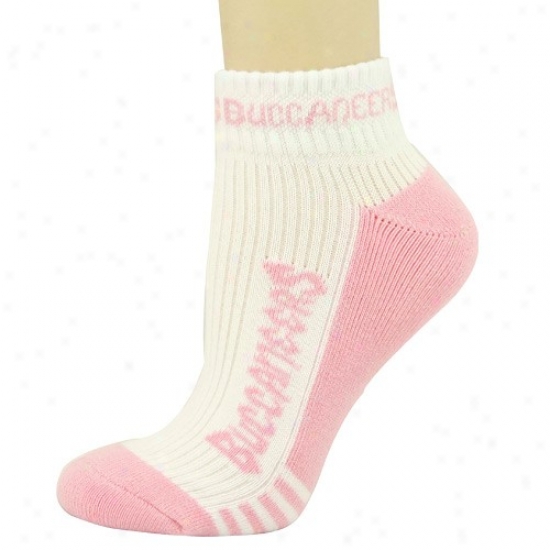 Tampa Bay Buccaneers White-pink Ladies Low Cut Socks