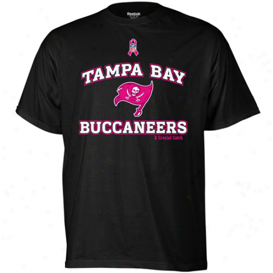 Tampa Bay Bucs Tees : Reebok Tampa Bay Bucs Black Breast Cancer Awareness Ribbon Tees