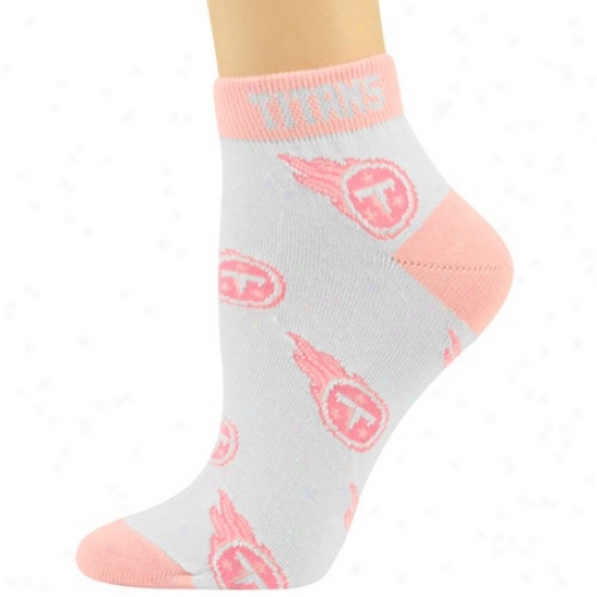 Tennessee Titans Ladies White-pink All Over Team Logo Ankle Socks
