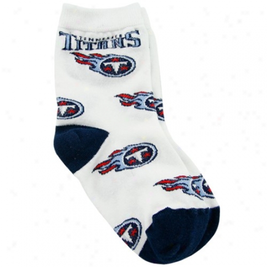 Tennessee Titans Toddler White Altogether Over Team Logo Bootie Socks