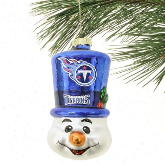 Tennessee Titans Top Hat Snowman Blown Glass Ornament