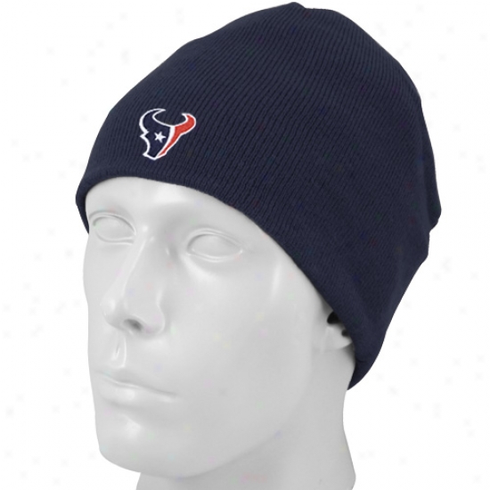 Texans Caps : Reebok Texans Navy Blue Knit Beanie Caps