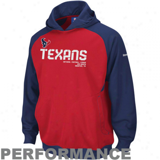 Texans Hoodies : Reebok Texans Red Sideline Performance Pullove Hoodies