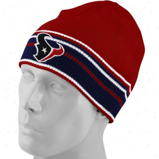 Texans Merchandise: Reebok Texans Red Multi Team Colors Knit Beanie