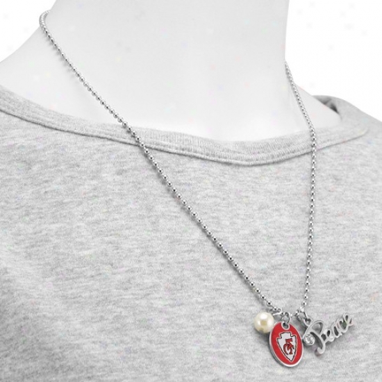 Touch By Alyssa Milano Kansas City Chiefs Peace & Pearl With Team Logo Pendant Necklace